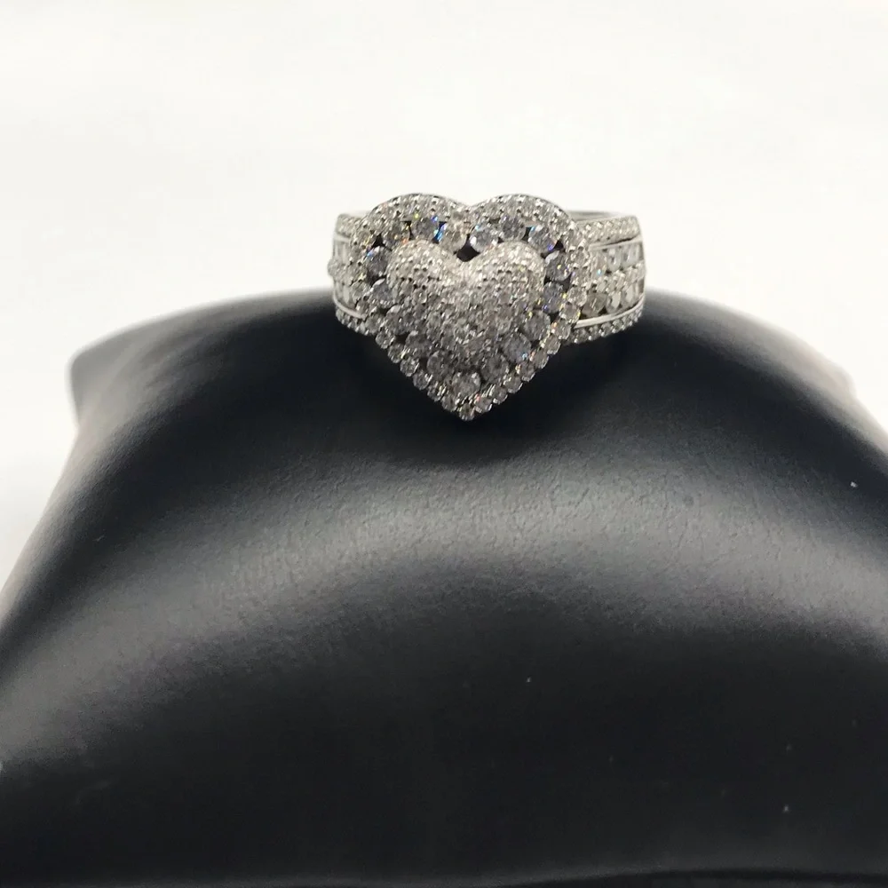 925 Sterling Silver 2.00CTW MOISSANITE Heart Men’s Ring Size 10